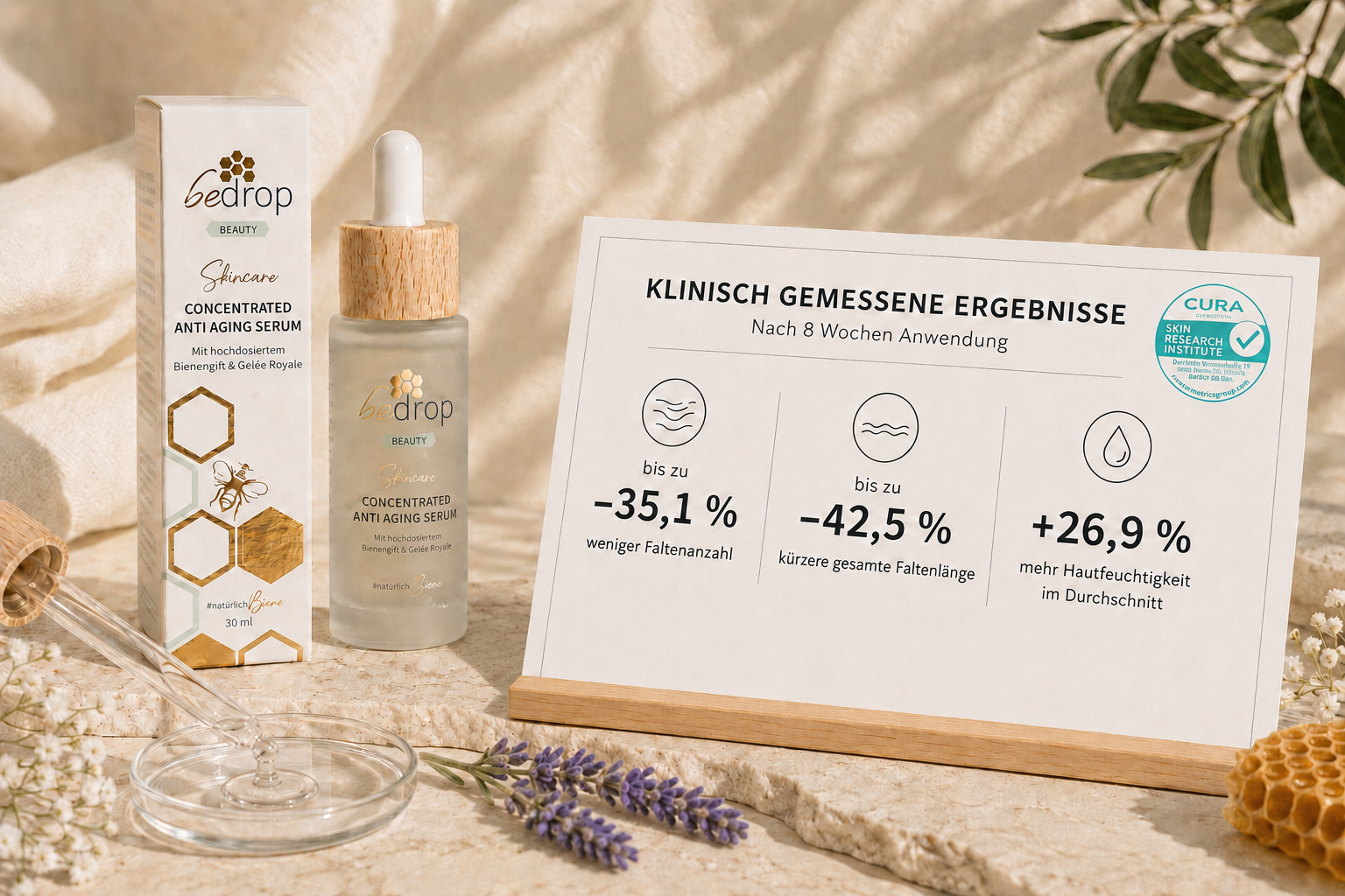 Falten, Feuchtigkeit, Elastizität: Das hat die Studie zu unserem Serum gemessen