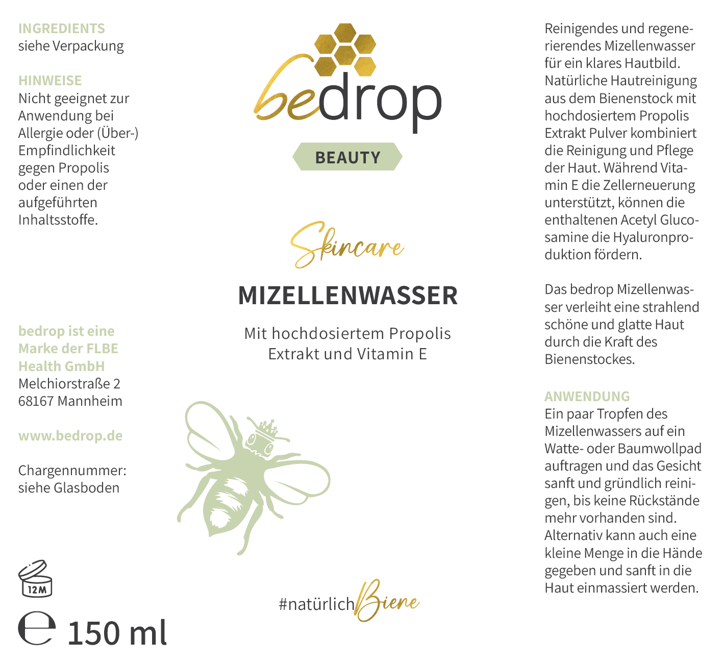 Vorteilsset: 3x MIZELLENWASSER / TONIKUM mit hochwertigem Propolis Extrakt - 3x 150ml
