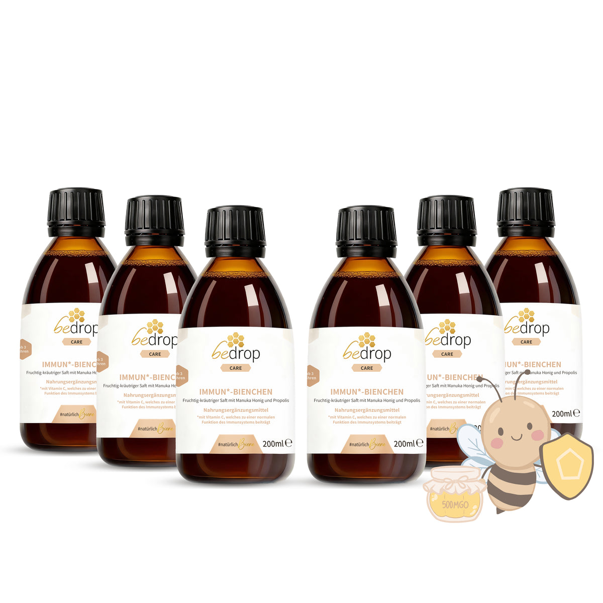 Vorteilsset: 6x IMMUN*-BIENCHEN - Fruchtig-kräutriger Saft mit Manuka Honig und Vitamin C aus Acerola / 200ml