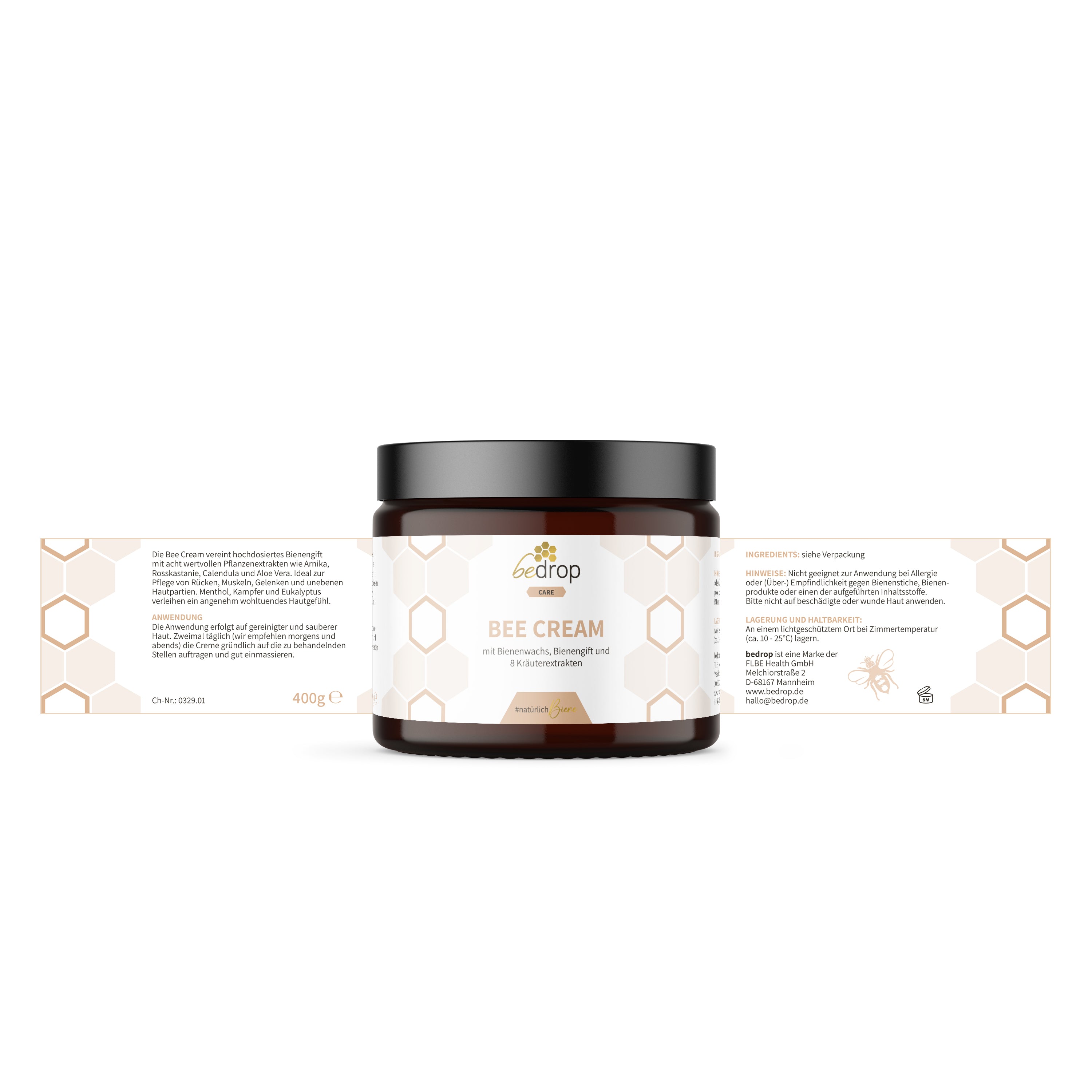 XXL Bee Cream Bienengiftsalbe mit 8 Kräuterextrakten - 400g