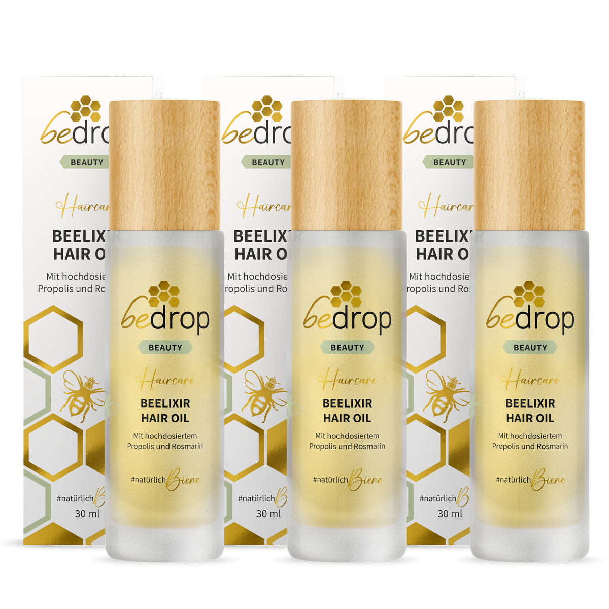 Vorteilsset: 3x BEELIXIR HAIR OIL / Haaröl mit Manuka Honig, Propolis und Rosmarinextrakt - 30ml