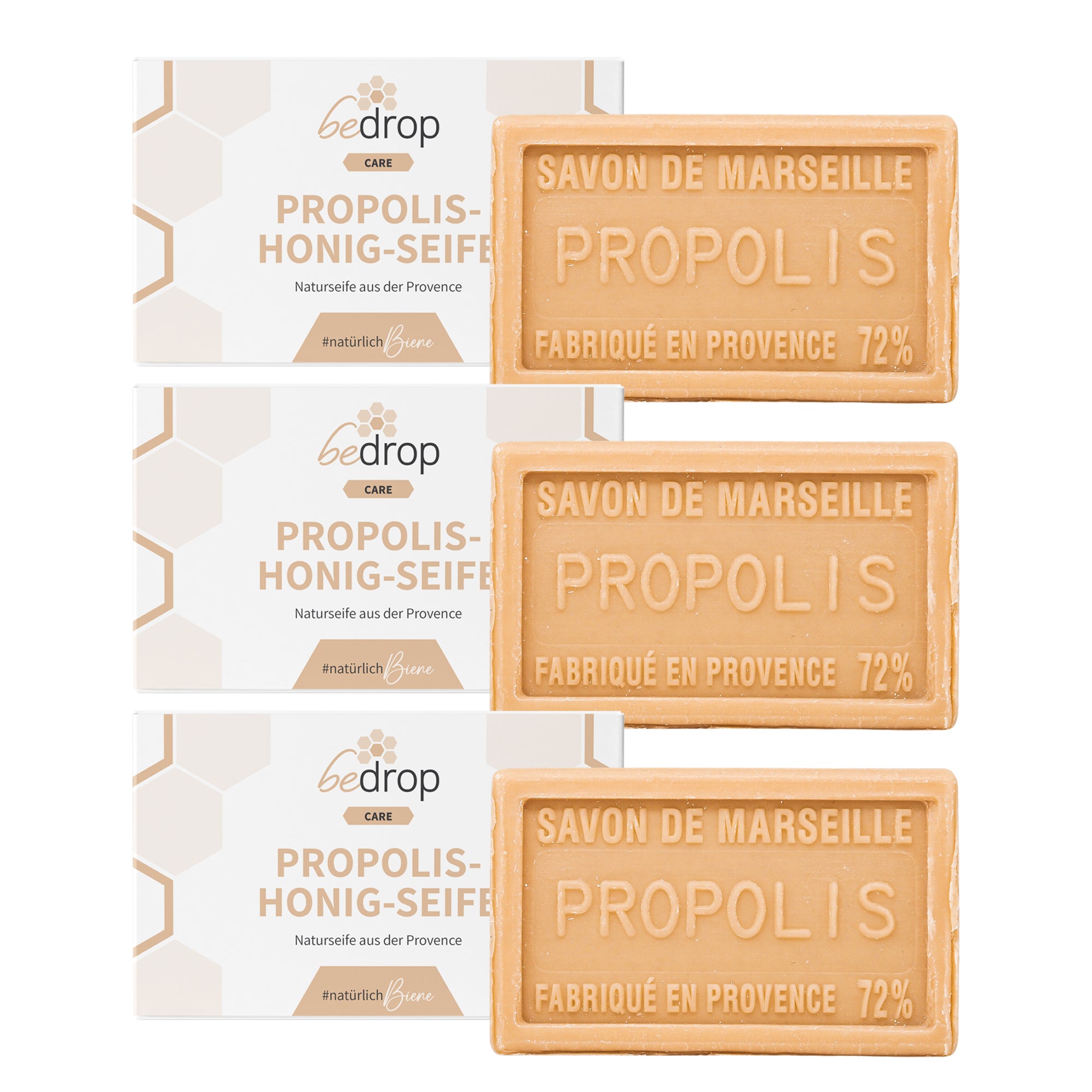 Vorteilsset: 3x Propolis-Honig-Seife natürliche Handseife / Körperseife aus der Provence - 100g zum Sparpreis