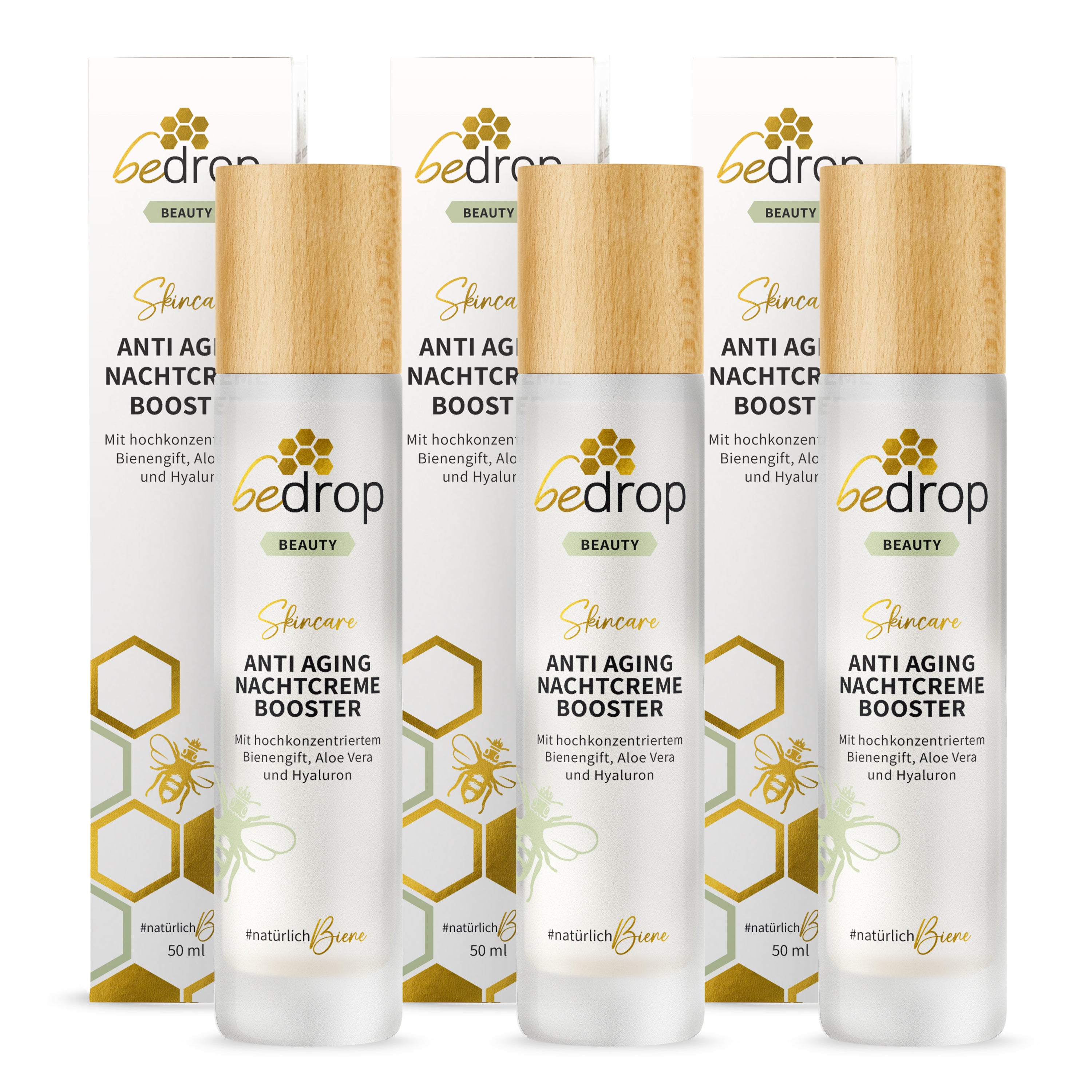 Vorteilsset: 3x ANTI AGING NACHTCREME BOOSTER / regenerierende Nachtpflege mit Bienengift, Aloe Vera und Hyaluron - 50ml