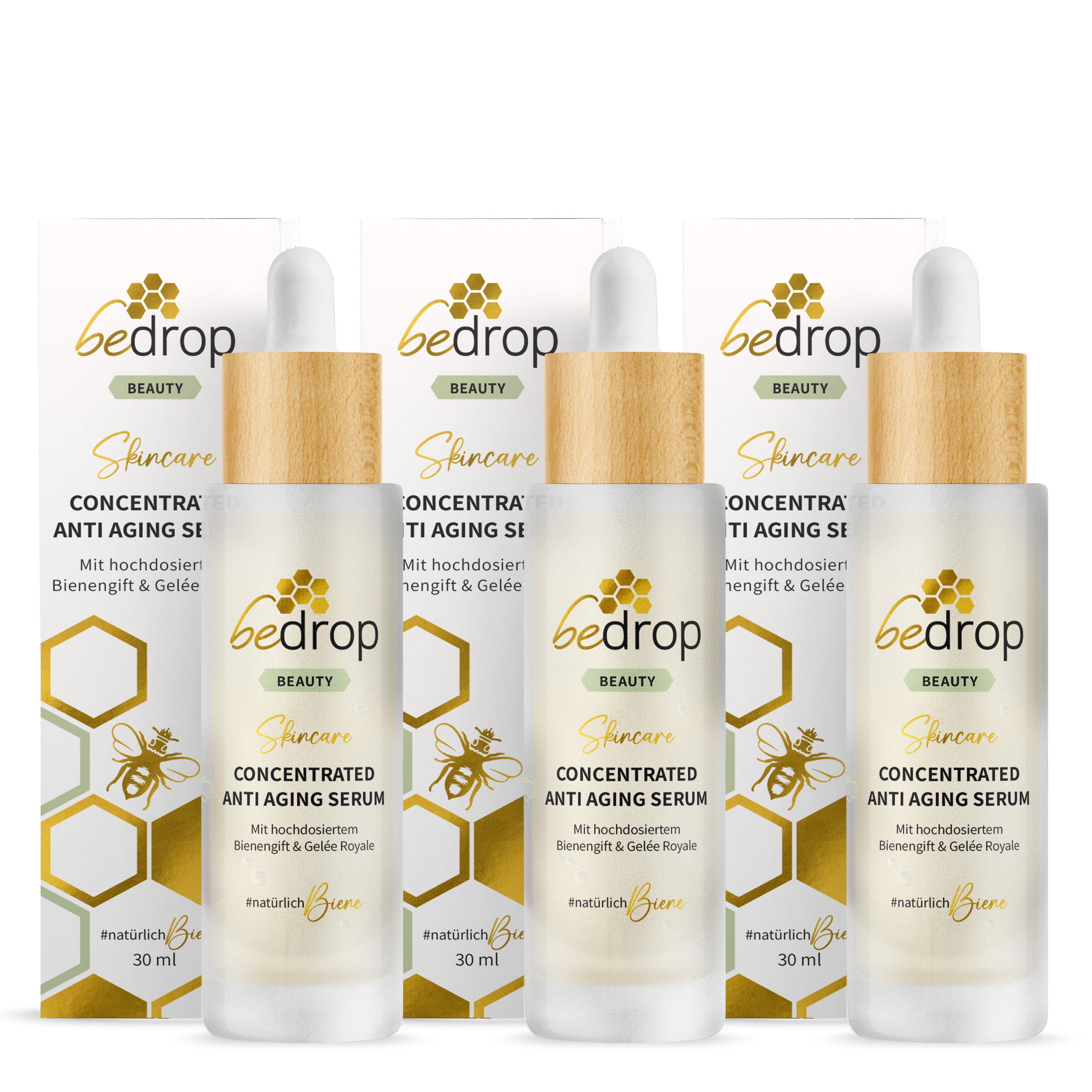 Vorteilsset: 3x CONCENTRATED ANTI AGING SERUM / Gesichtsserum mit hochdosiertem Bienengift & Gelée Royale - 30ml