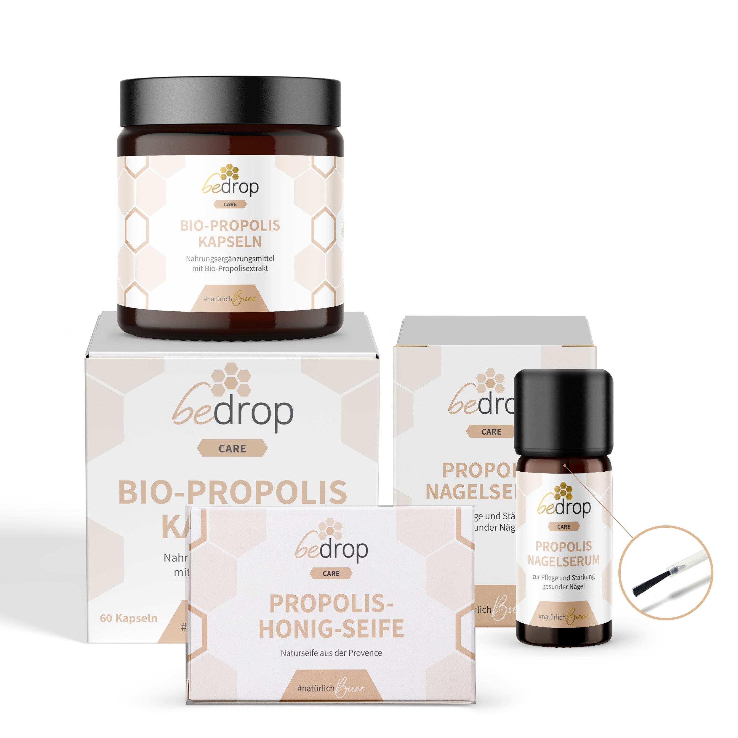 Nail Care Set | Propolis Nagelserum, Kapseln & Propolis-Honig-Seife