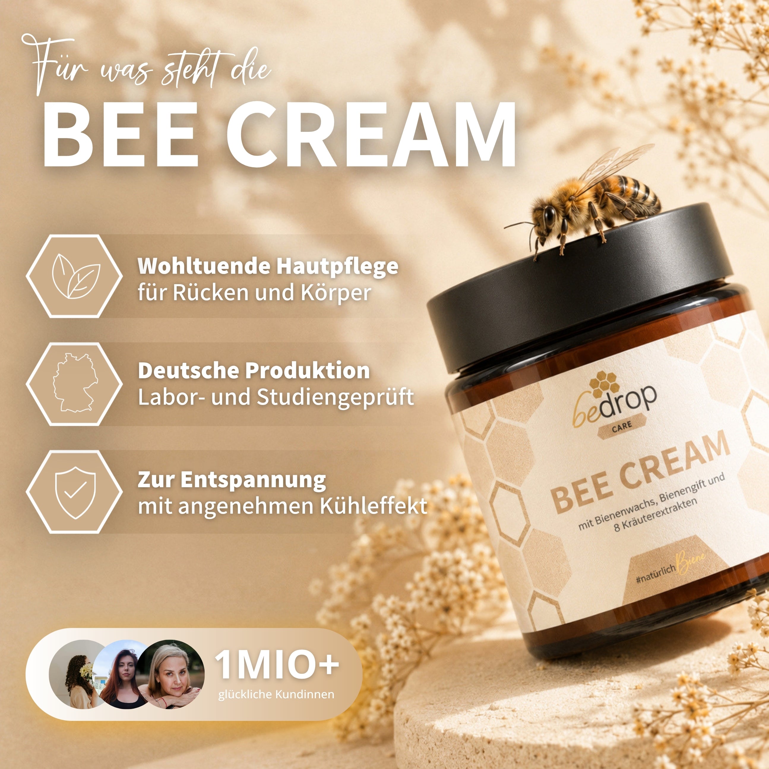 Bee Cream Bienengiftsalbe mit 8 Kräuterextrakten - 100g