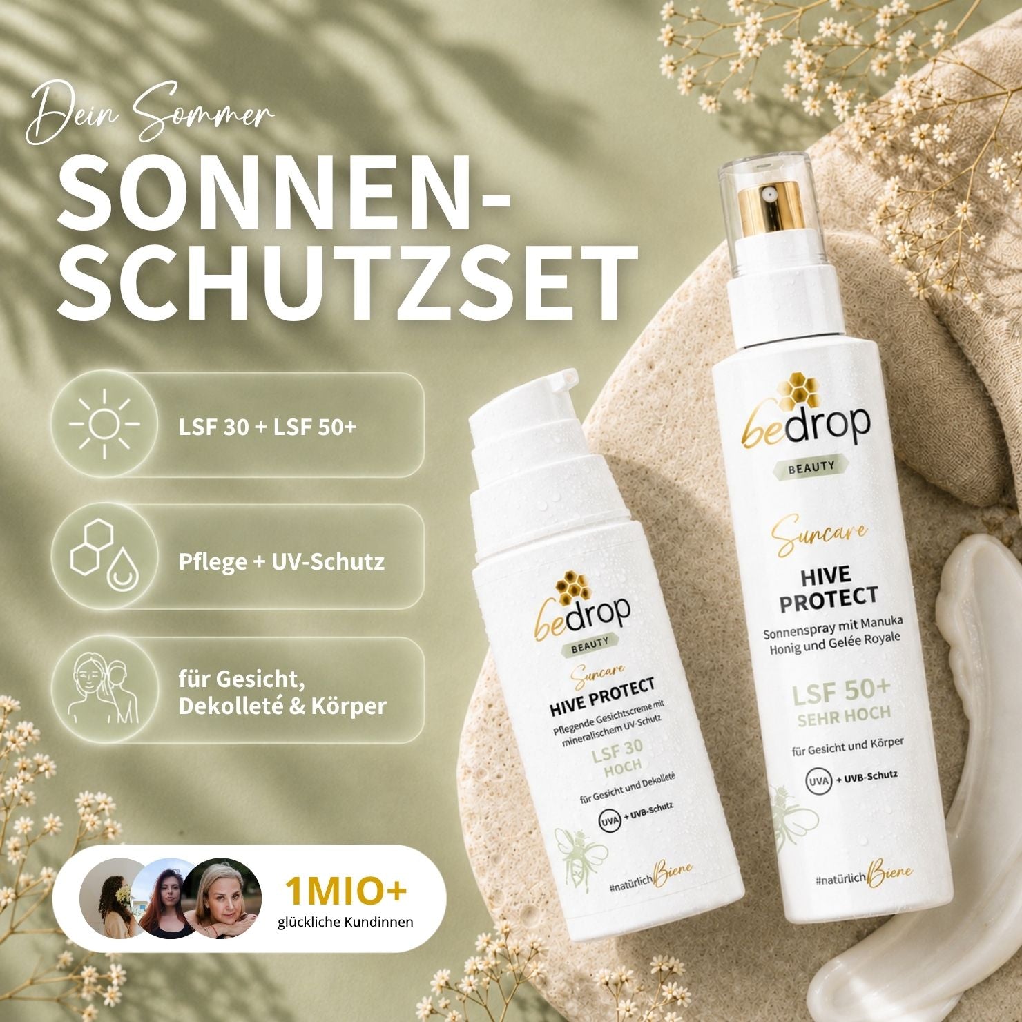 Sonnenschutz Set: Hive Protect Sonnenspray LSF 50+ & Hive Protect LSF 30
