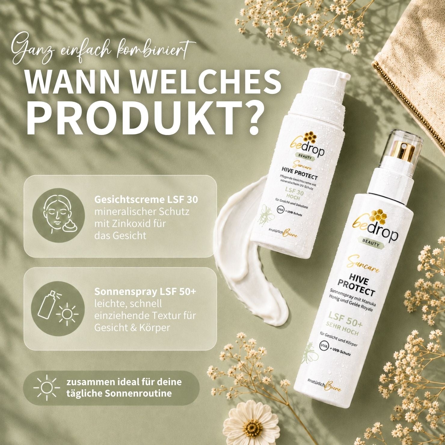 Sonnenschutz Set: Hive Protect Sonnenspray LSF 50+ & Hive Protect LSF 30
