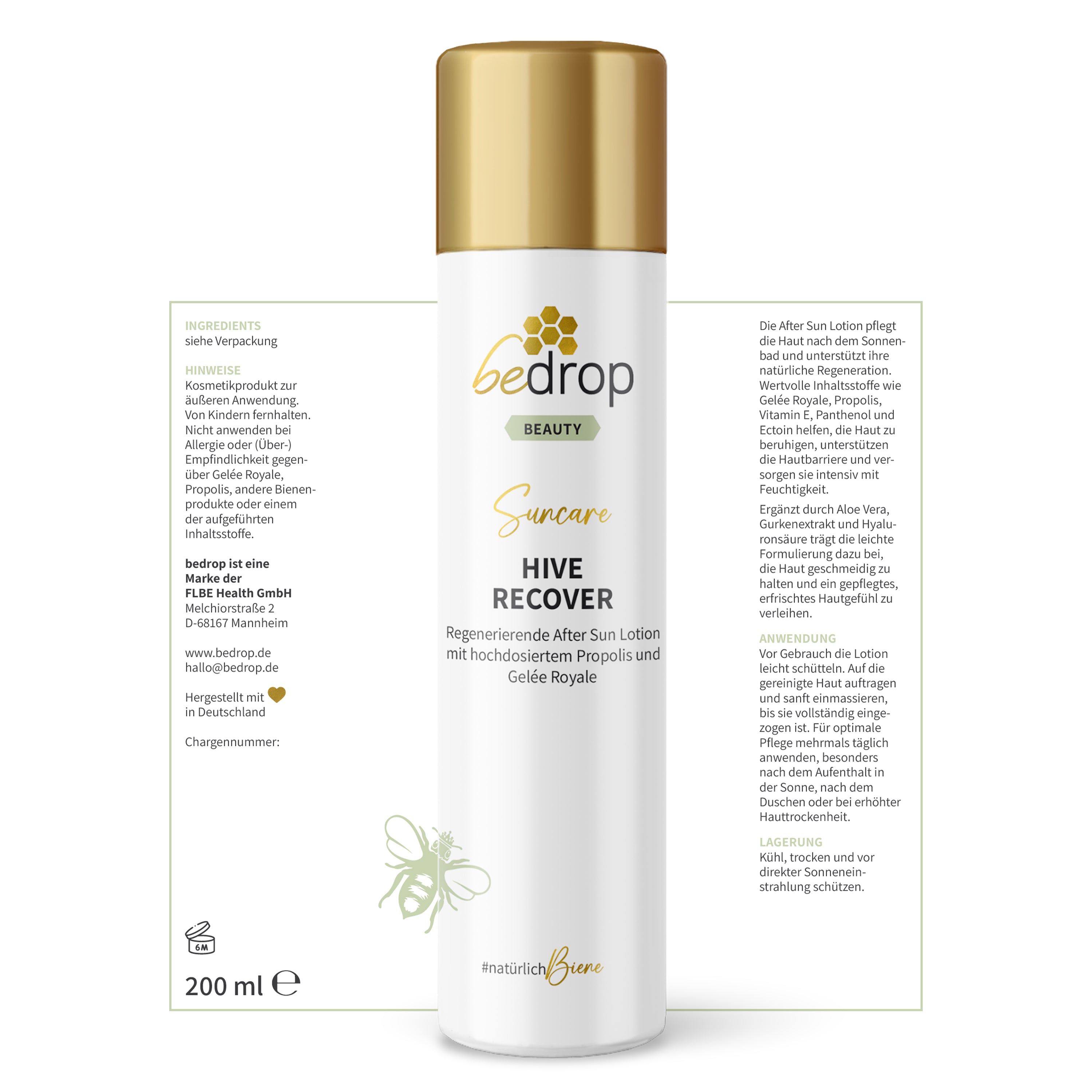 Vorteilsset: 6x HIVE RECOVER - regenerierende After Sun Lotion mit hochdosiertem Gelée Royale & Propolis - 200ml