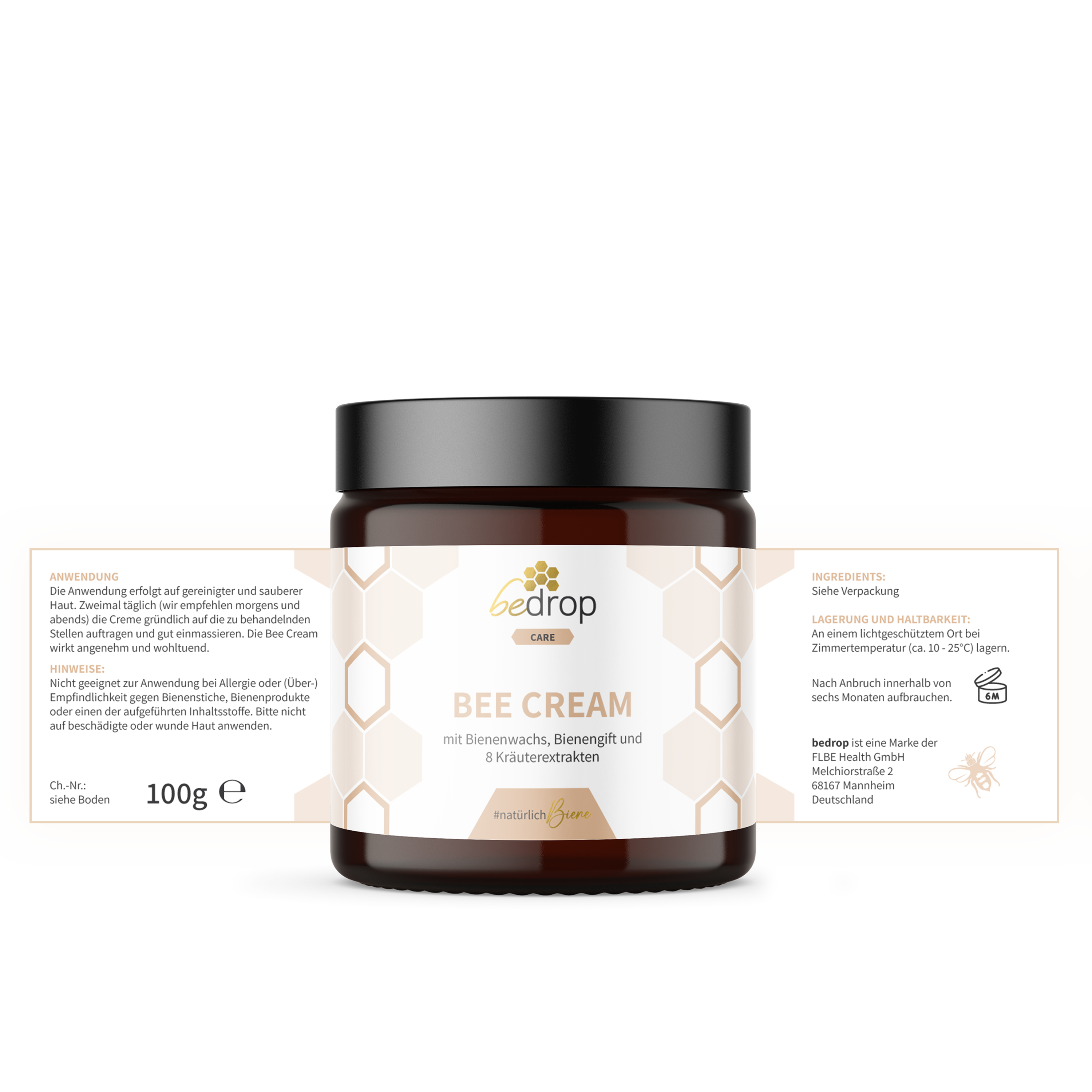 Bee Cream Bienengiftsalbe mit 8 Kräuterextrakten - 100g
