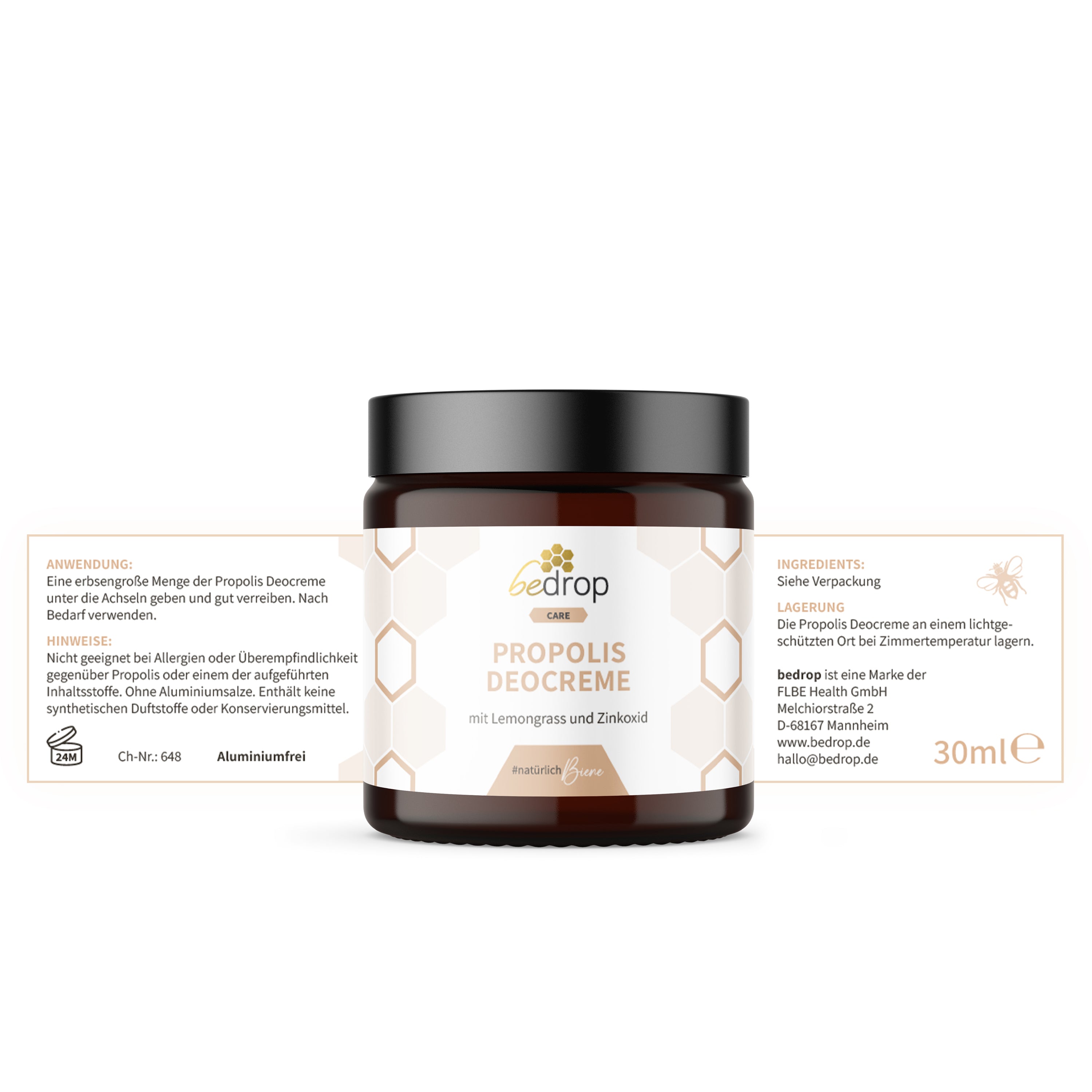 Propolis Deocreme / Festes Deo mit Lemongrass - 30ml