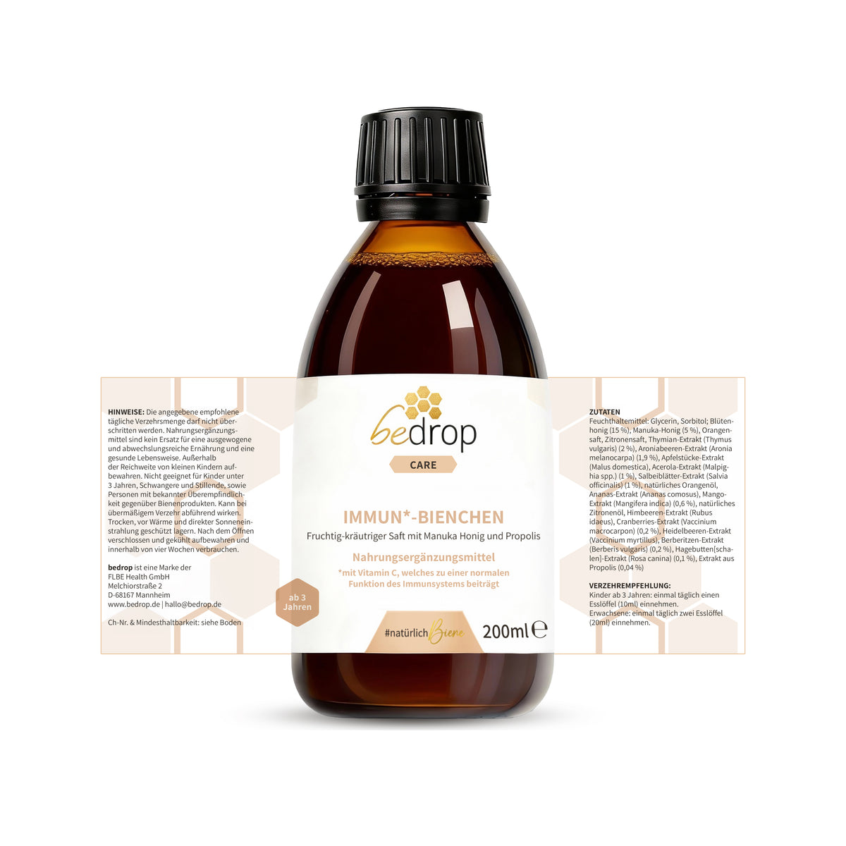 IMMUN*-BIENCHEN - Fruchtig-kräutriger Saft mit Manuka Honig und Vitamin C aus Acerola / 200ml