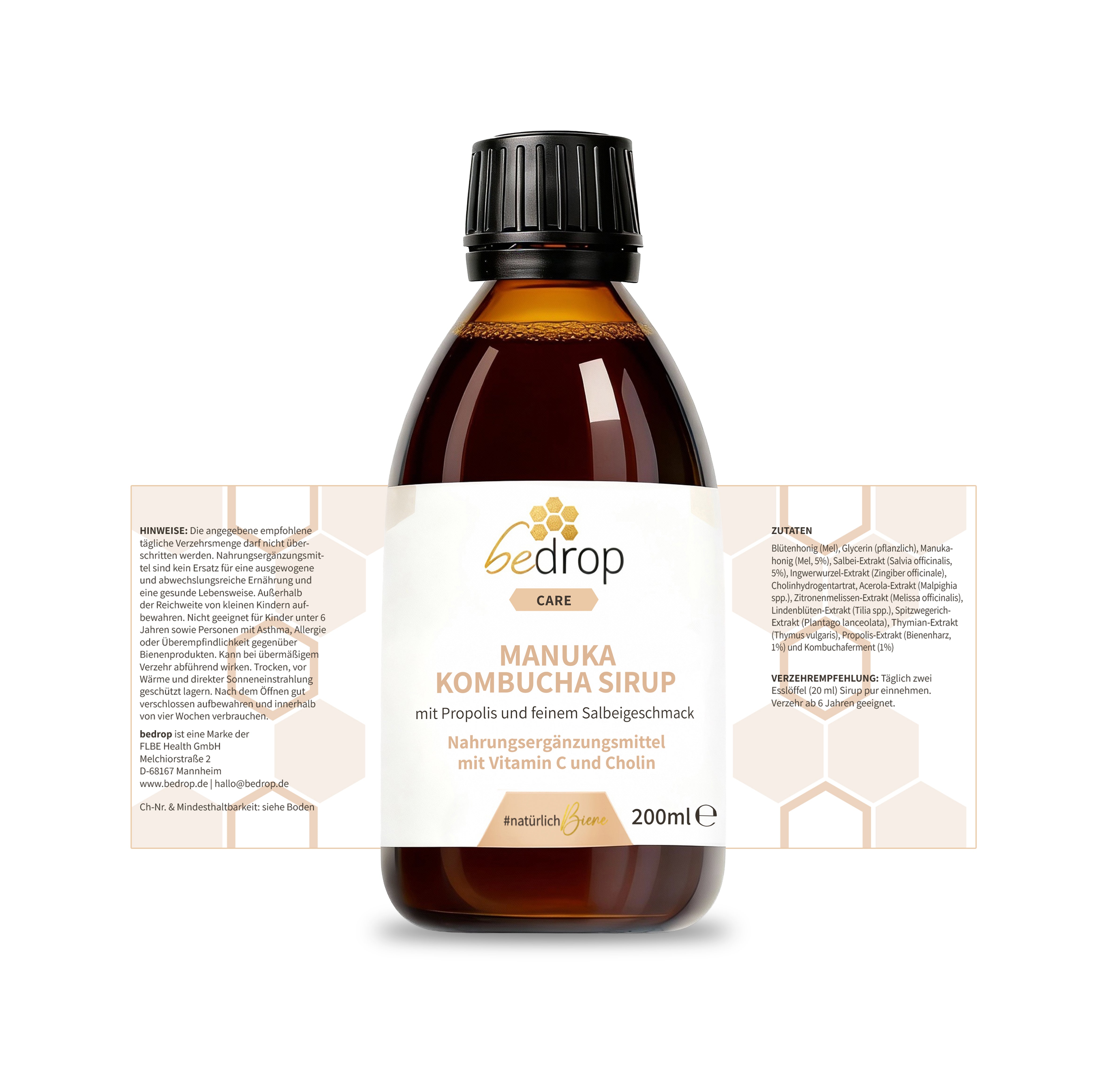 Manuka Kombucha Sirup mit Propolis & feinem Salbeigeschmack - 200ml
