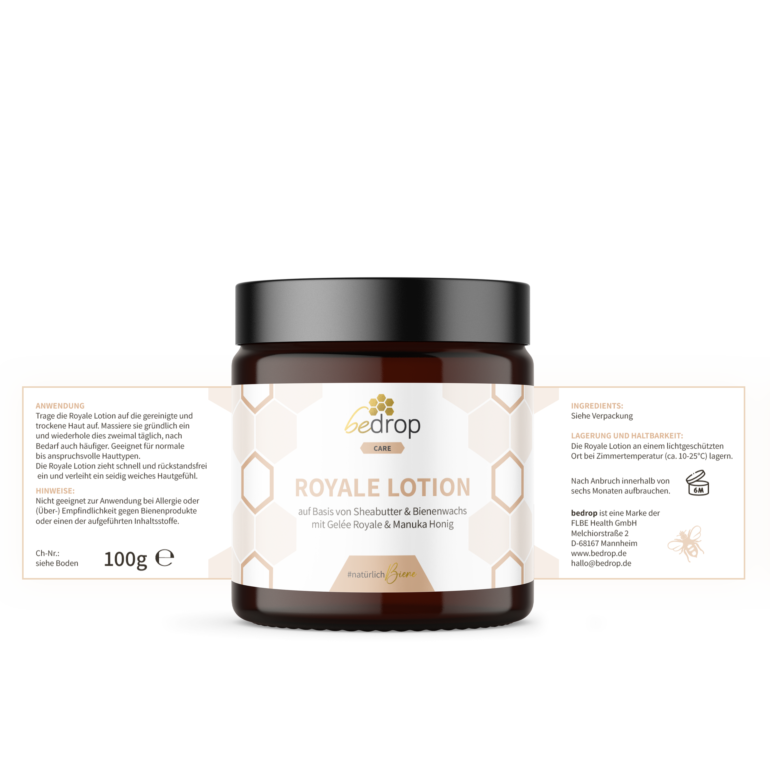 Royale Lotion Bodylotion mit Gelée Royale, Sheabutter und Manuka Honig - 100g