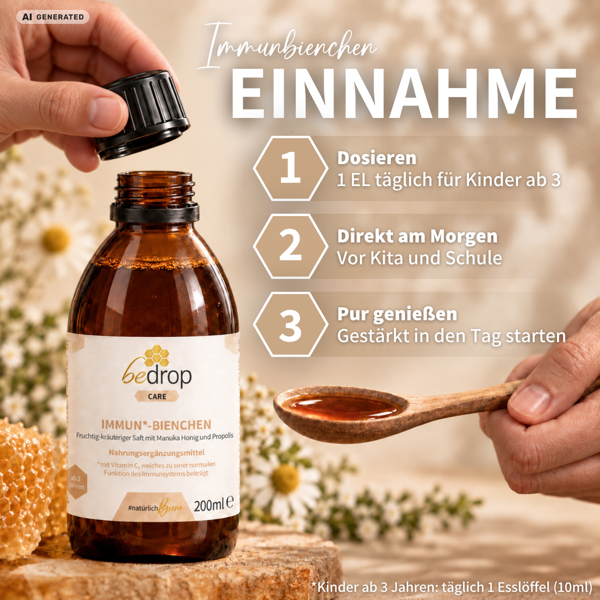 IMMUN*-BIENCHEN - Fruchtig-kräutriger Saft mit Manuka Honig und Vitamin C aus Acerola / 200ml